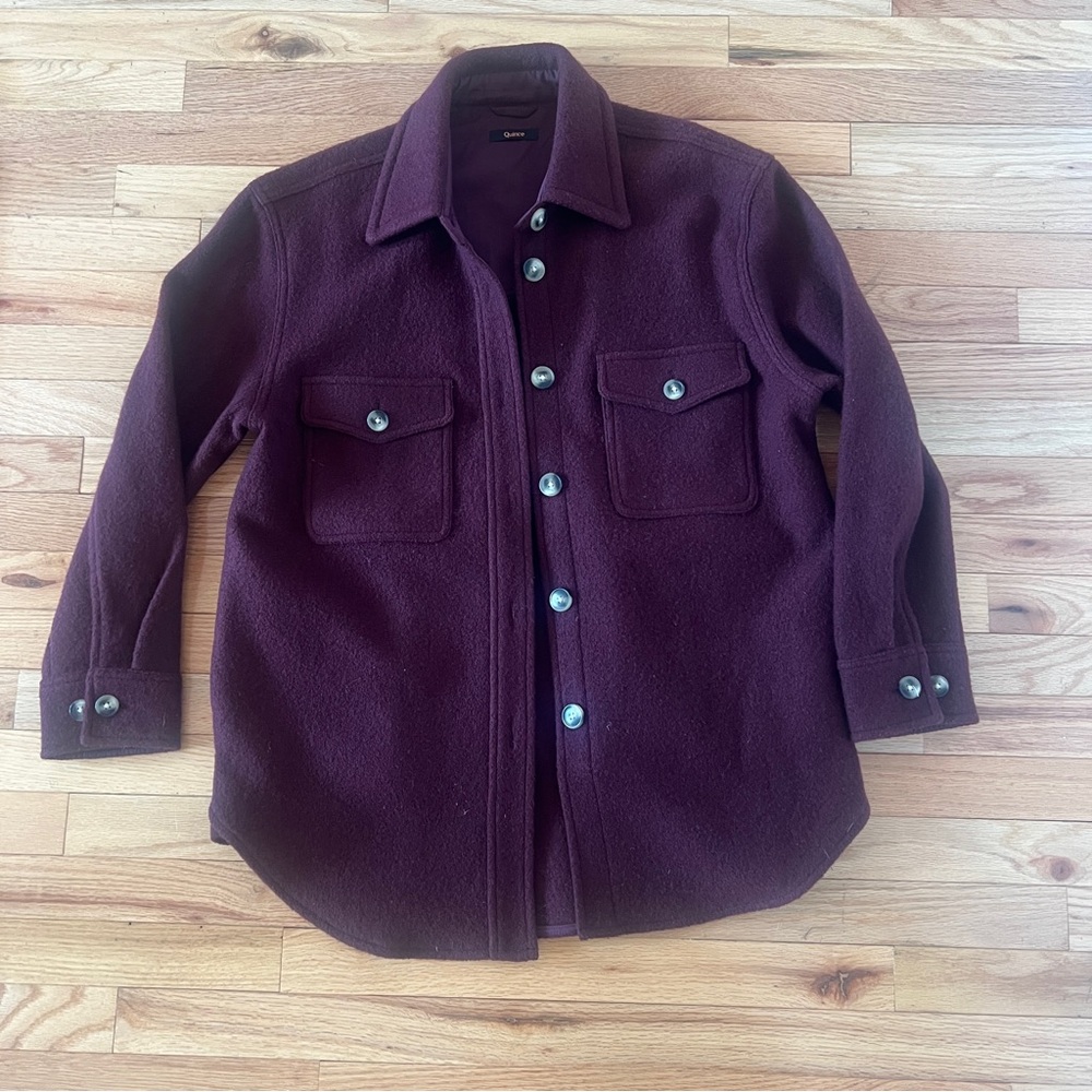 Quince Womens Wool Shacket in Deep Plum
